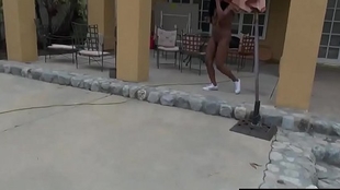 A real black Monique trains naked and gets rewarded by rude people.