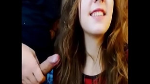 teen with molten tongues makes a deep blowjob to a dick on camera