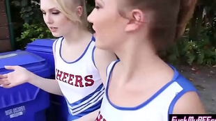 Small cheerleader teenagers screwed by a coachs huge cock